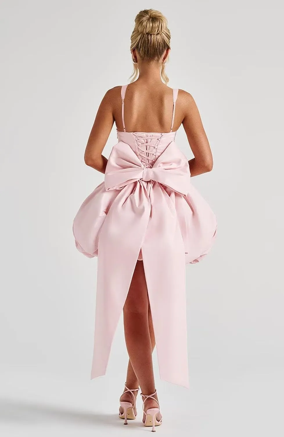 Satin Short Homecoming Dresses for Teens A Line Mini Graduation Dress Corset Prom Gowns with Bow