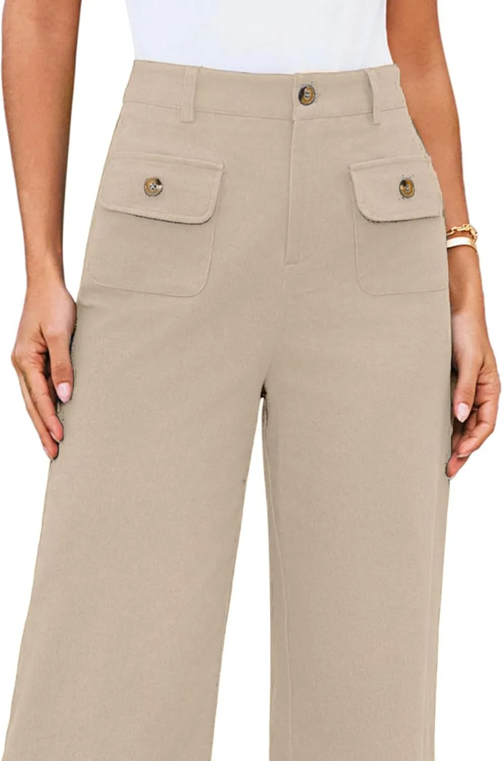 SEMATOMALA Women's Wide Leg Pants High Waist Stretchy Pants Dressy Business Work Casual Trousers with Pockets