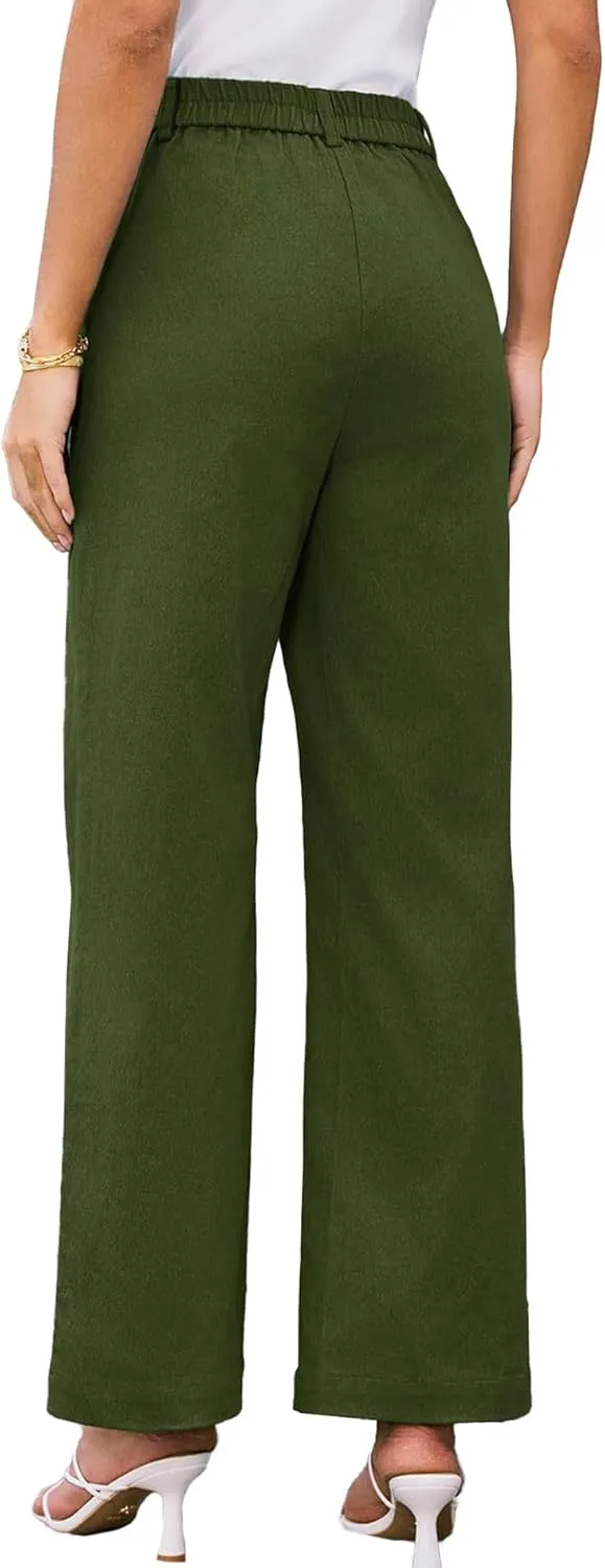 SEMATOMALA Women's Wide Leg Pants High Waist Stretchy Pants Dressy Business Work Casual Trousers with Pockets
