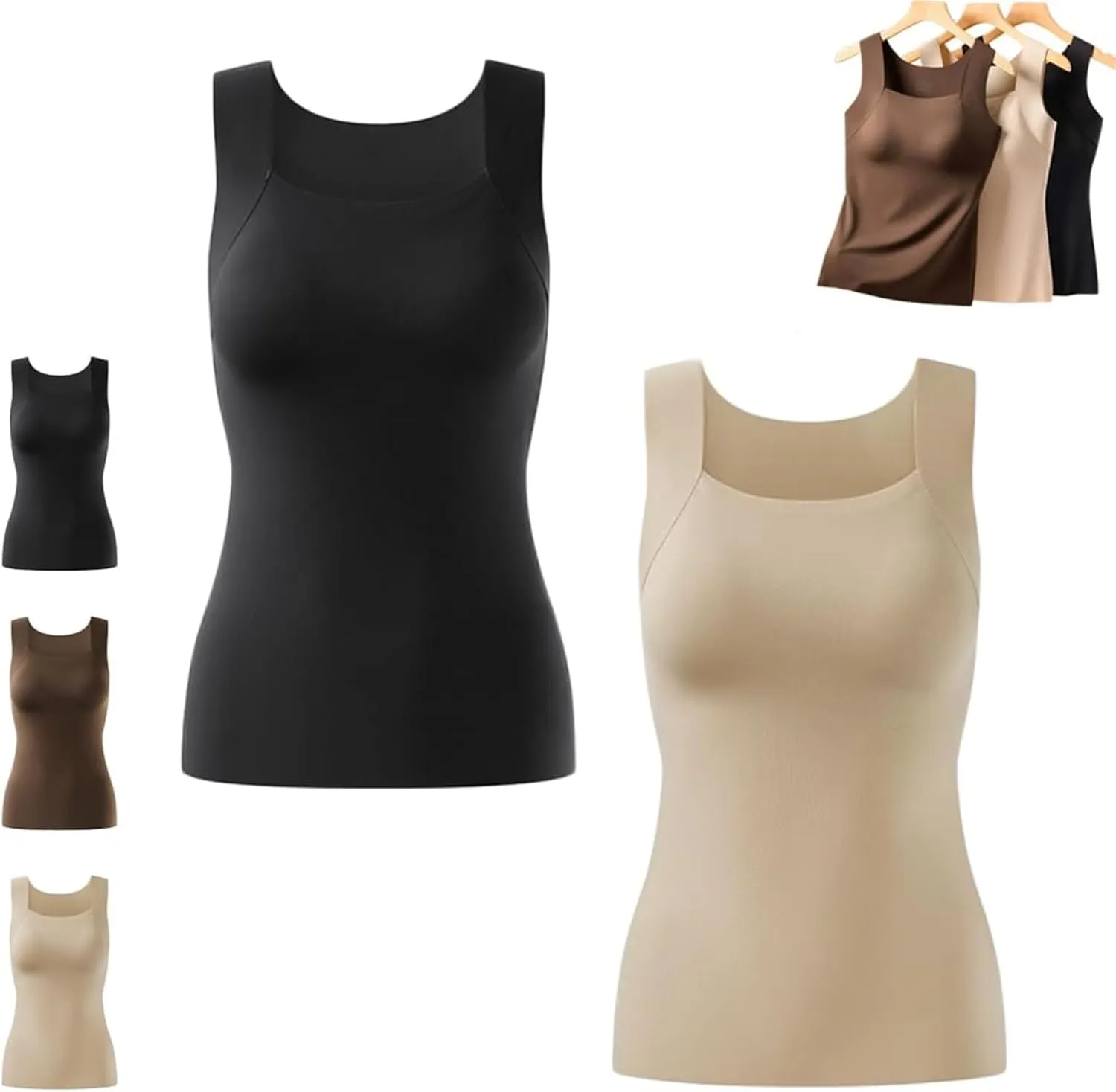 Shamfreshen Tank with Built In Bra Forwomen, Shapewear Plus Size Compression Camisoles High Strechy Tummy Control Tops