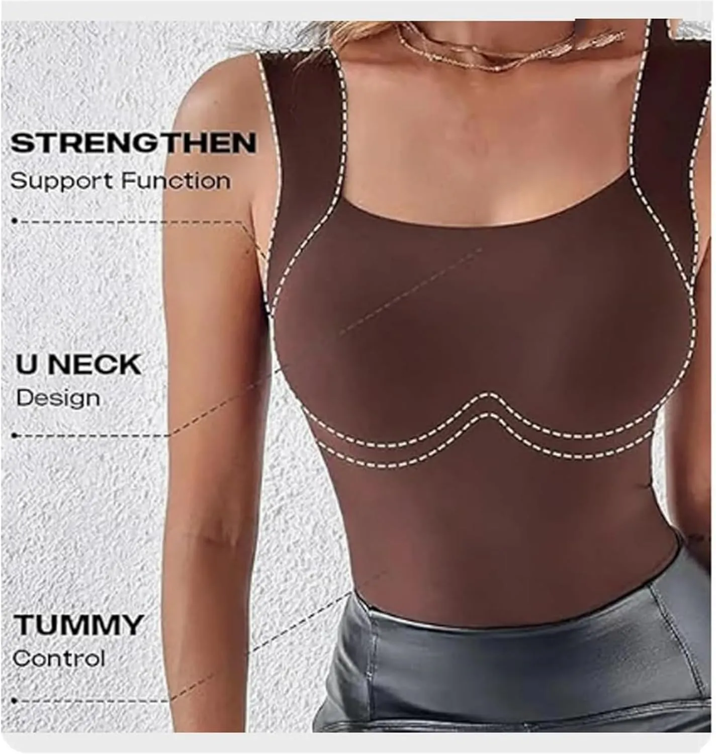 Shamfreshen Tank with Built In Bra Forwomen, Shapewear Plus Size Compression Camisoles High Strechy Tummy Control Tops