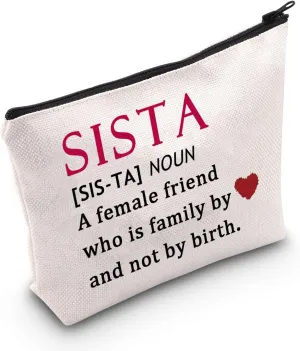 Sista Cosmetic Bag Afro Women Gift Black Girl Gift SisterHood Makeup Zipper Pouch Bag for African American Girl (SISTA)