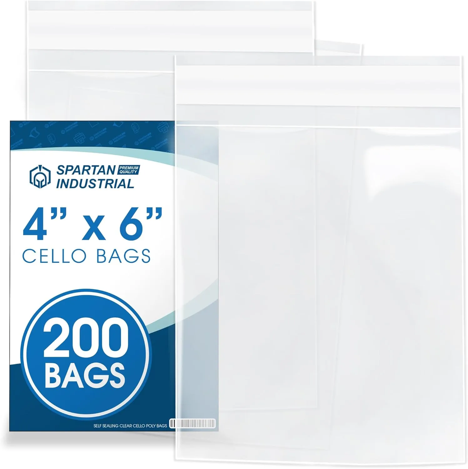 Spartan Industrial - 4" X 6" (200 Count) Crystal Clear Resealable Cello Poly Bags for Jewelry, Cards, Photos & Treats - Self Seal & Reinforced
