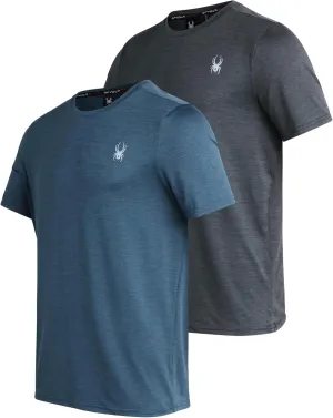 Spyder Men's Athletic T-Shirt - 2 Pack Dry Fit Short Sleeve Performance Sports Tee (S-XL)