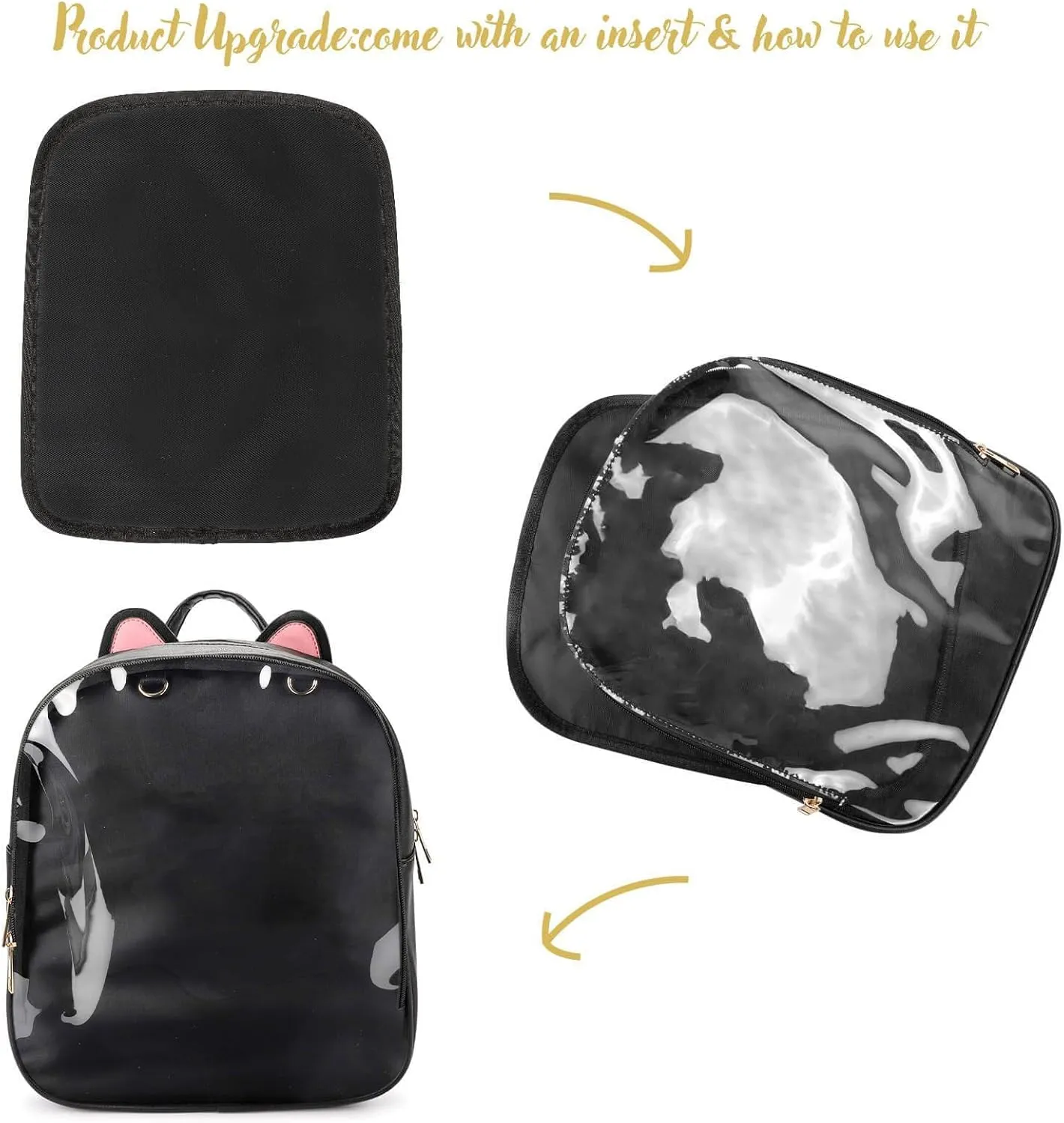 STEAMEDBUN Ita Bag Backpack with Insert Cat ears Pin Display Backpack Collector Bag for Anime Cosplay