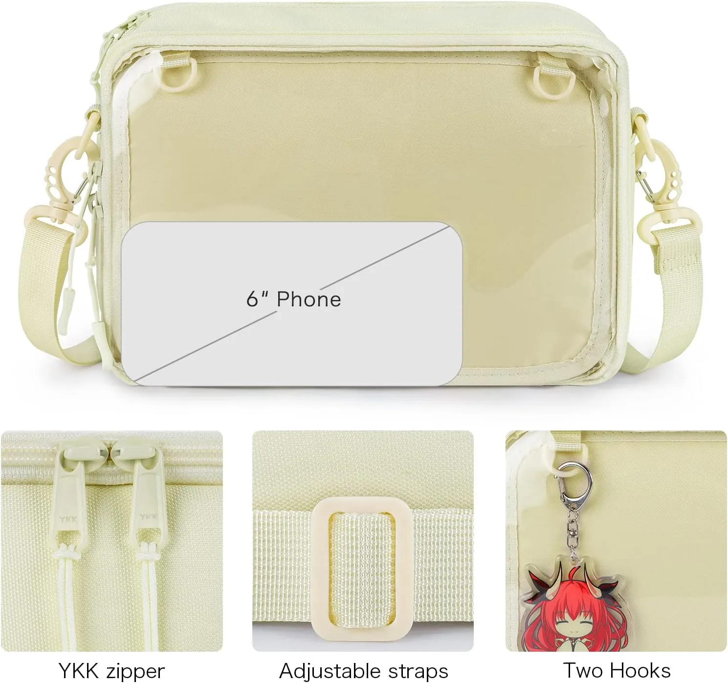 STEAMEDBUN Ita Bag Crossbody Small Ita Purse Pin Display Bag with Insert