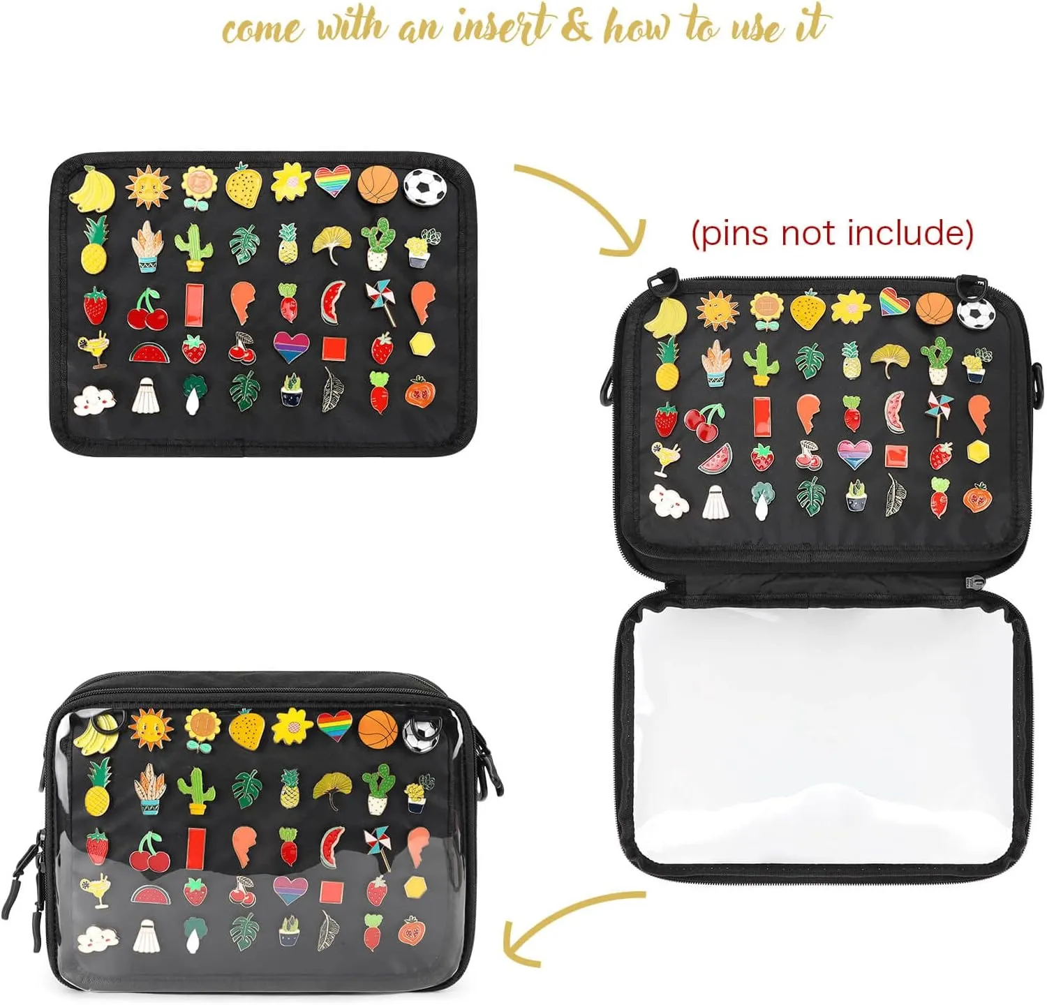 STEAMEDBUN Ita Bag Crossbody Small Ita Purse Pin Display Bag with Insert