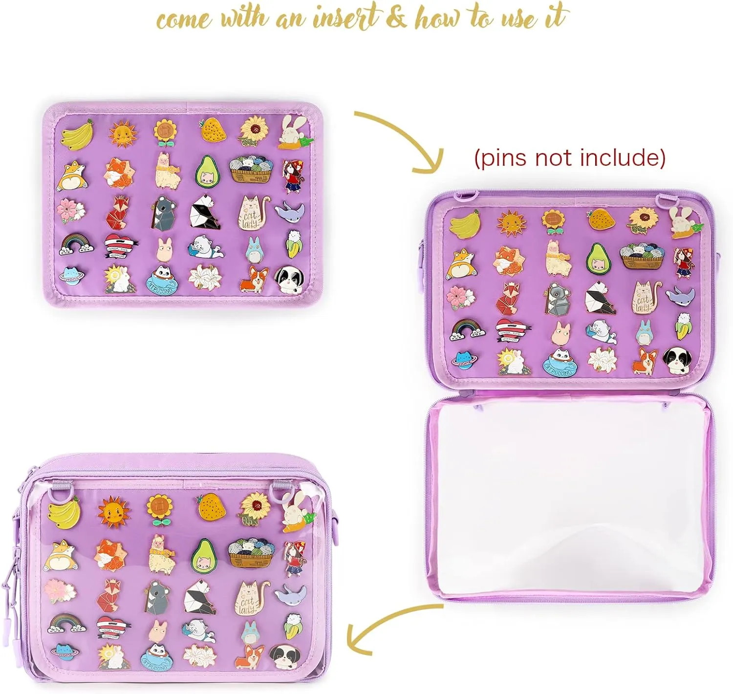 STEAMEDBUN Ita Bag Crossbody Small Ita Purse Pin Display Bag with Insert