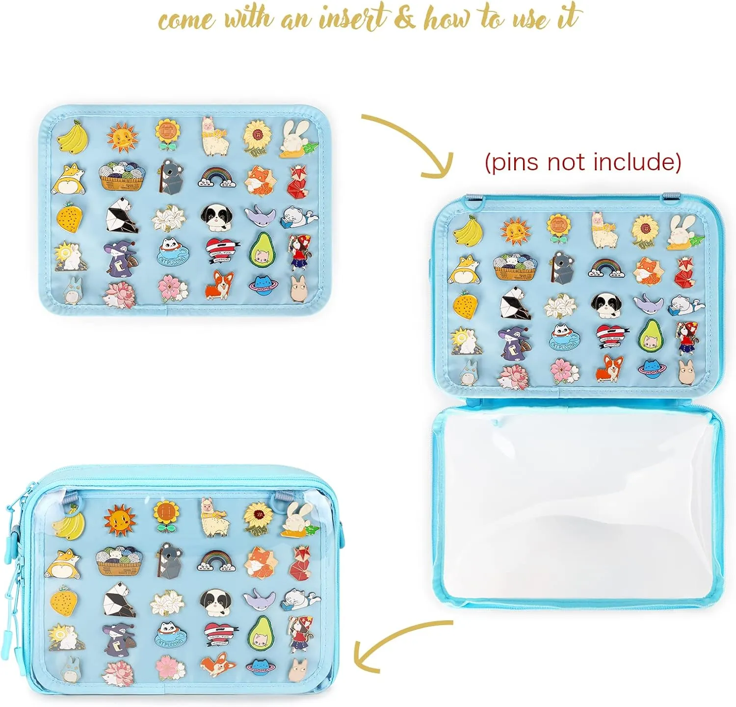 STEAMEDBUN Ita Bag Crossbody Small Ita Purse Pin Display Bag with Insert