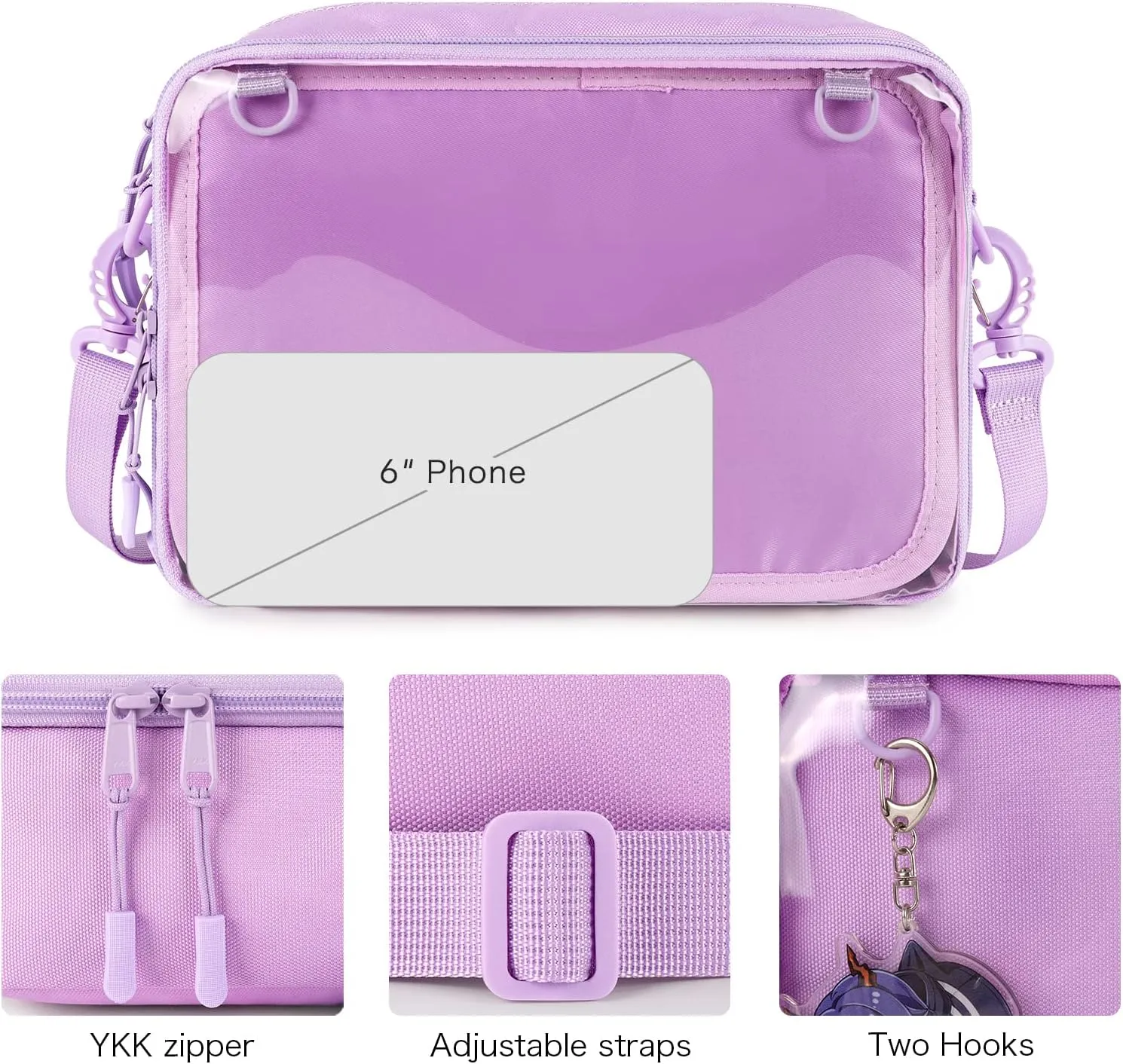 STEAMEDBUN Ita Bag Crossbody Small Ita Purse Pin Display Bag with Insert