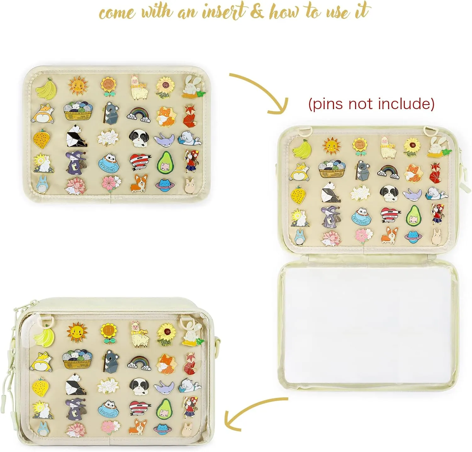 STEAMEDBUN Ita Bag Crossbody Small Ita Purse Pin Display Bag with Insert