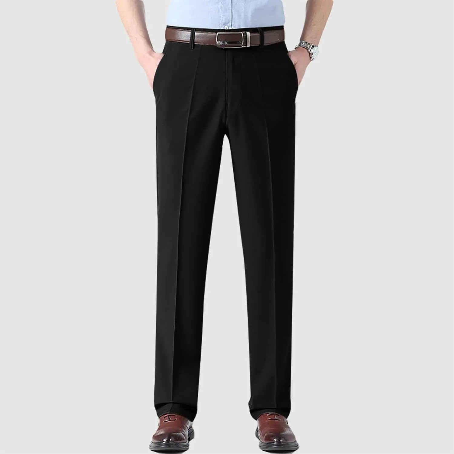 Suit Pants for Men's,Stretch Expandable Waist Chino Work Suit Pants Slim Fit Straight Leg Slacks Dress Trousers
