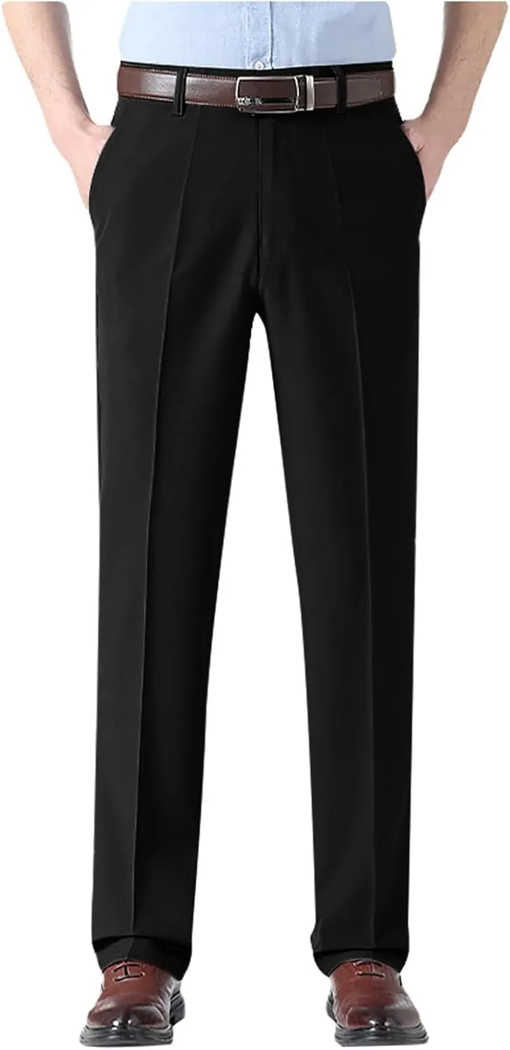 Suit Pants for Men's,Stretch Expandable Waist Chino Work Suit Pants Slim Fit Straight Leg Slacks Dress Trousers