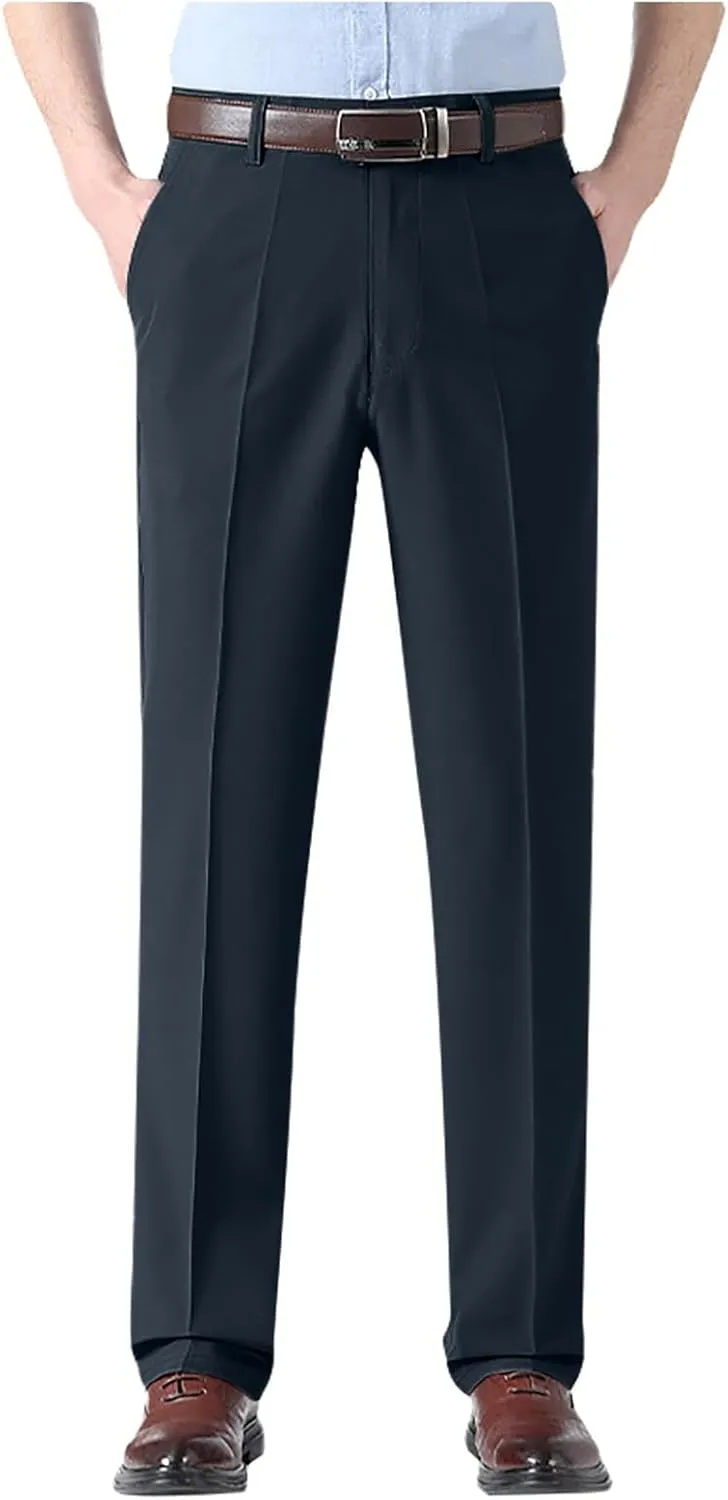 Suit Pants for Men's,Stretch Expandable Waist Chino Work Suit Pants Slim Fit Straight Leg Slacks Dress Trousers
