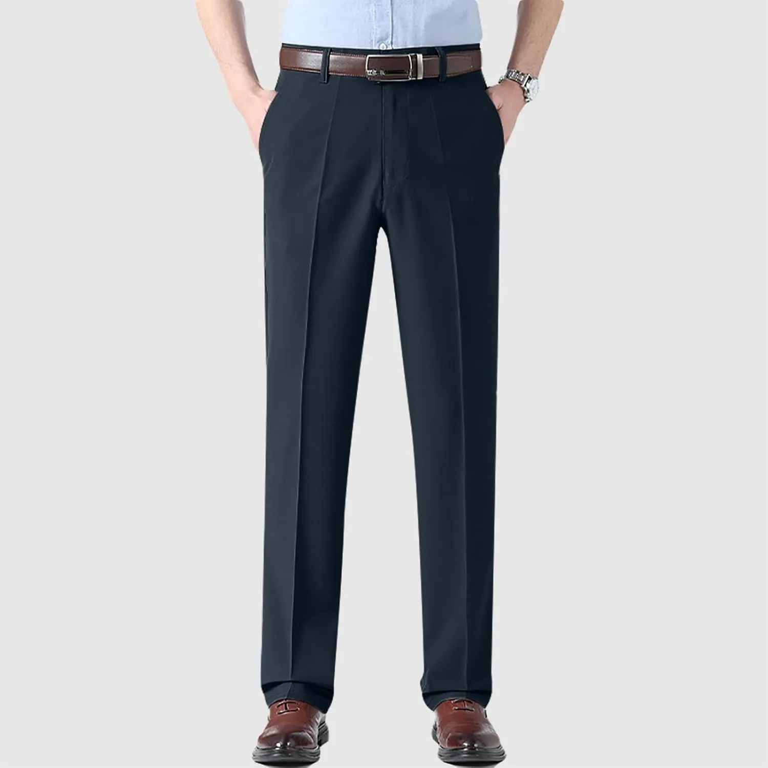 Suit Pants for Men's,Stretch Expandable Waist Chino Work Suit Pants Slim Fit Straight Leg Slacks Dress Trousers