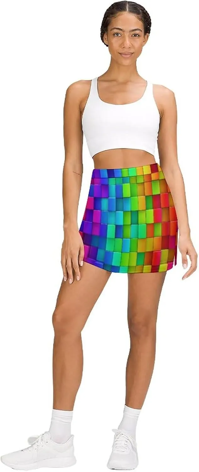 Supdreamc Women Tennis Skirts Inner Shorts Elastic Sports Golf Skorts with Pockets