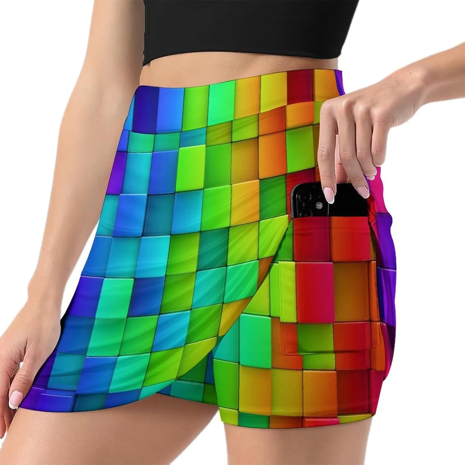 Supdreamc Women Tennis Skirts Inner Shorts Elastic Sports Golf Skorts with Pockets