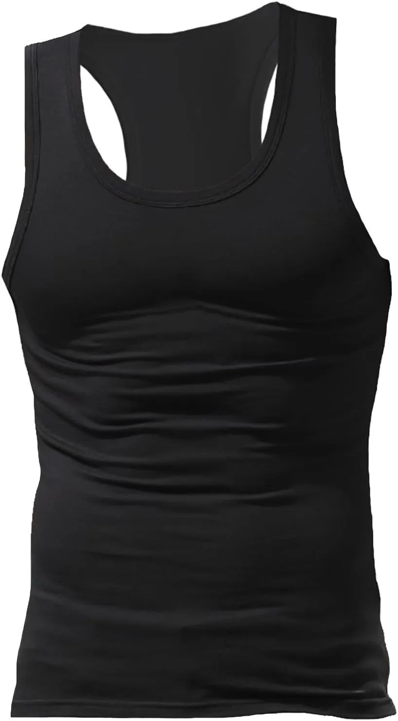 Tank Tops Men 4 Pc Big and Tall Muscle Sleeveless Shirts Compression Fit Gym Workout Oversized Summer Beach Casual Vest
