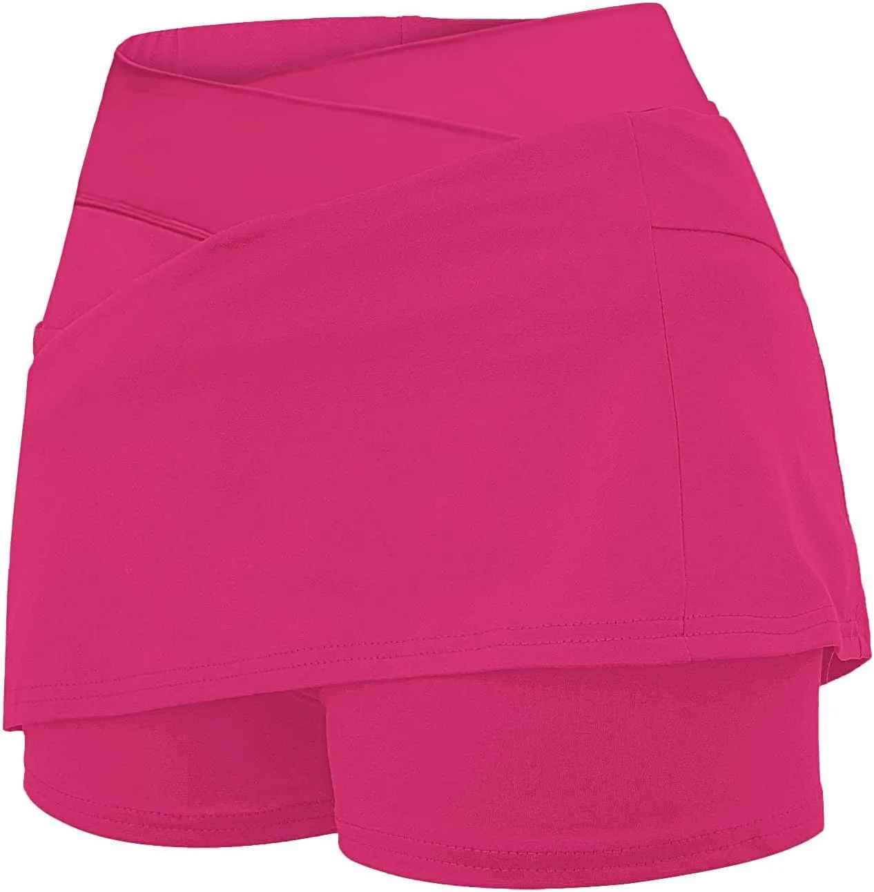 Tennis Skirt for Women with Pockets Shorts Crossover High Waisted Athletic Golf Skorts Running Workout Skirts 2 in 1