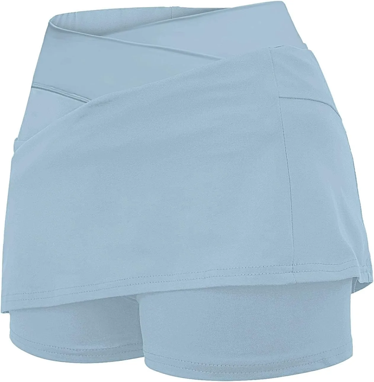 Tennis Skirt for Women with Pockets Shorts Crossover High Waisted Athletic Golf Skorts Running Workout Skirts 2 in 1