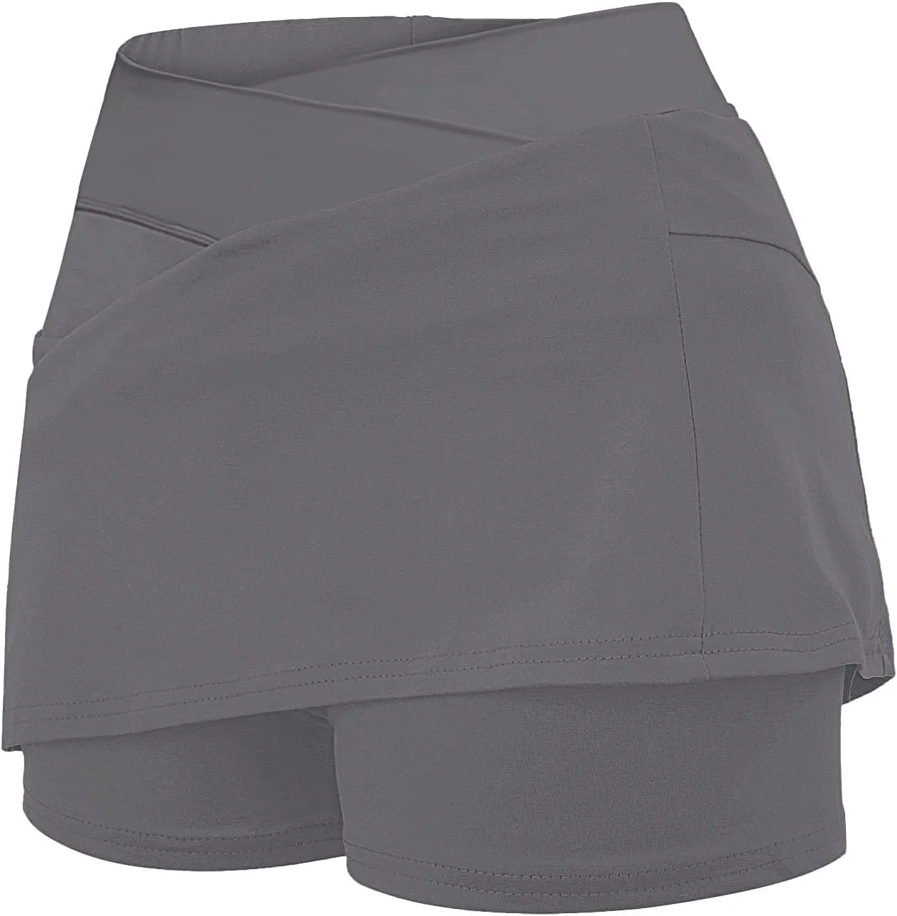 Tennis Skirt for Women with Pockets Shorts Crossover High Waisted Athletic Golf Skorts Running Workout Skirts 2 in 1