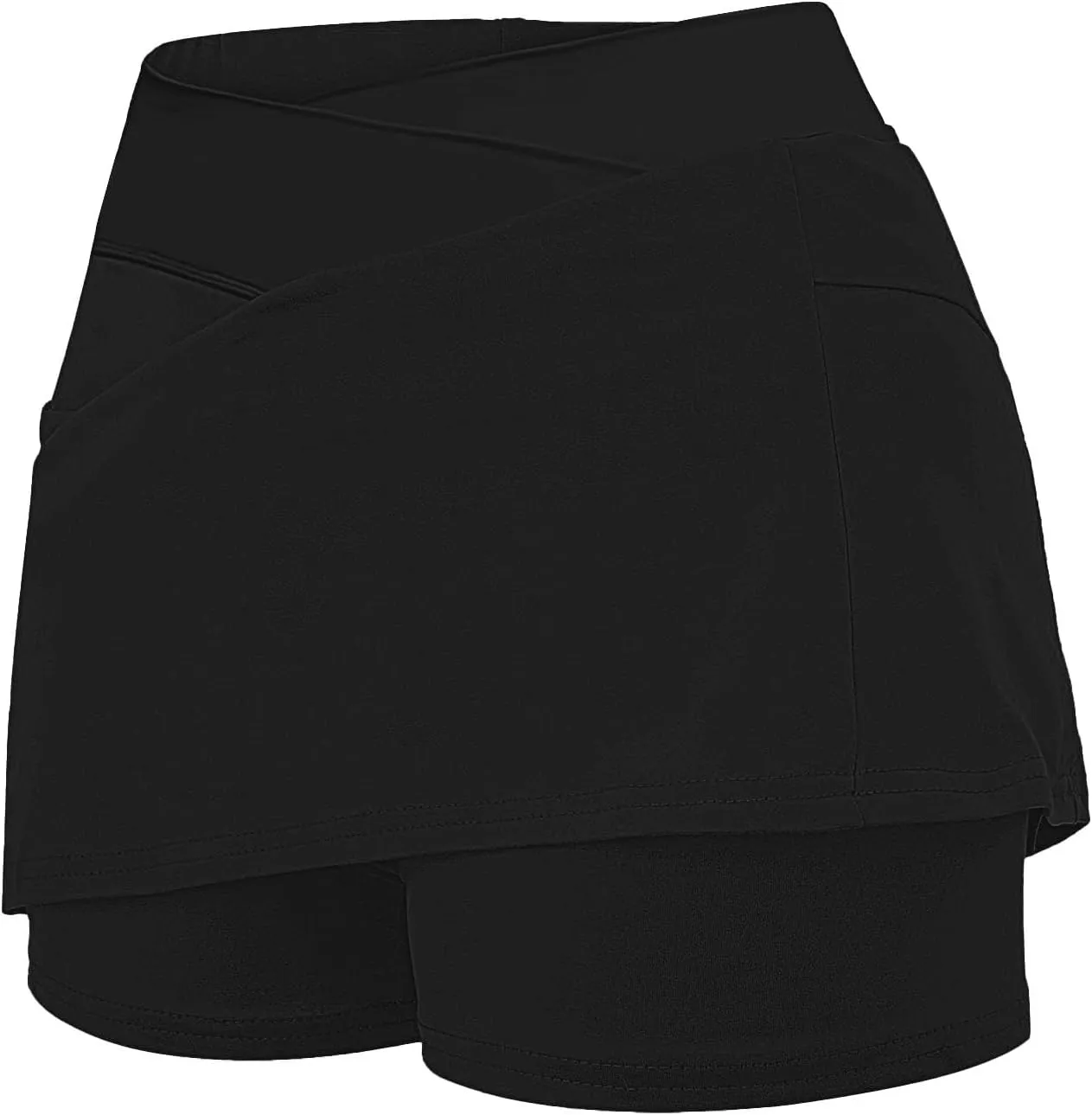 Tennis Skirt for Women with Pockets Shorts Crossover High Waisted Athletic Golf Skorts Running Workout Skirts 2 in 1