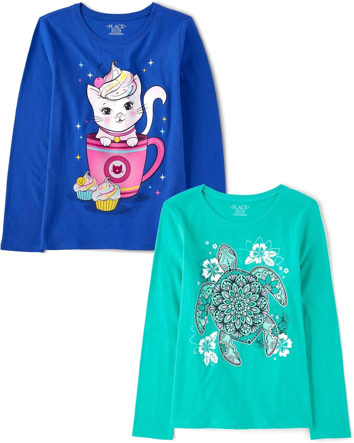 The Children's Place Girls' Animal Long Sleeve Graphic T-Shirts,multipacks