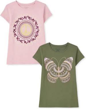 The Children's Place Girls' Butterfly Short Sleeve Graphic T-Shirts, Multipack