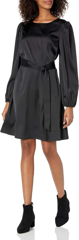 The Drop Women's @shopdandy Belted Silky Stretch Dress