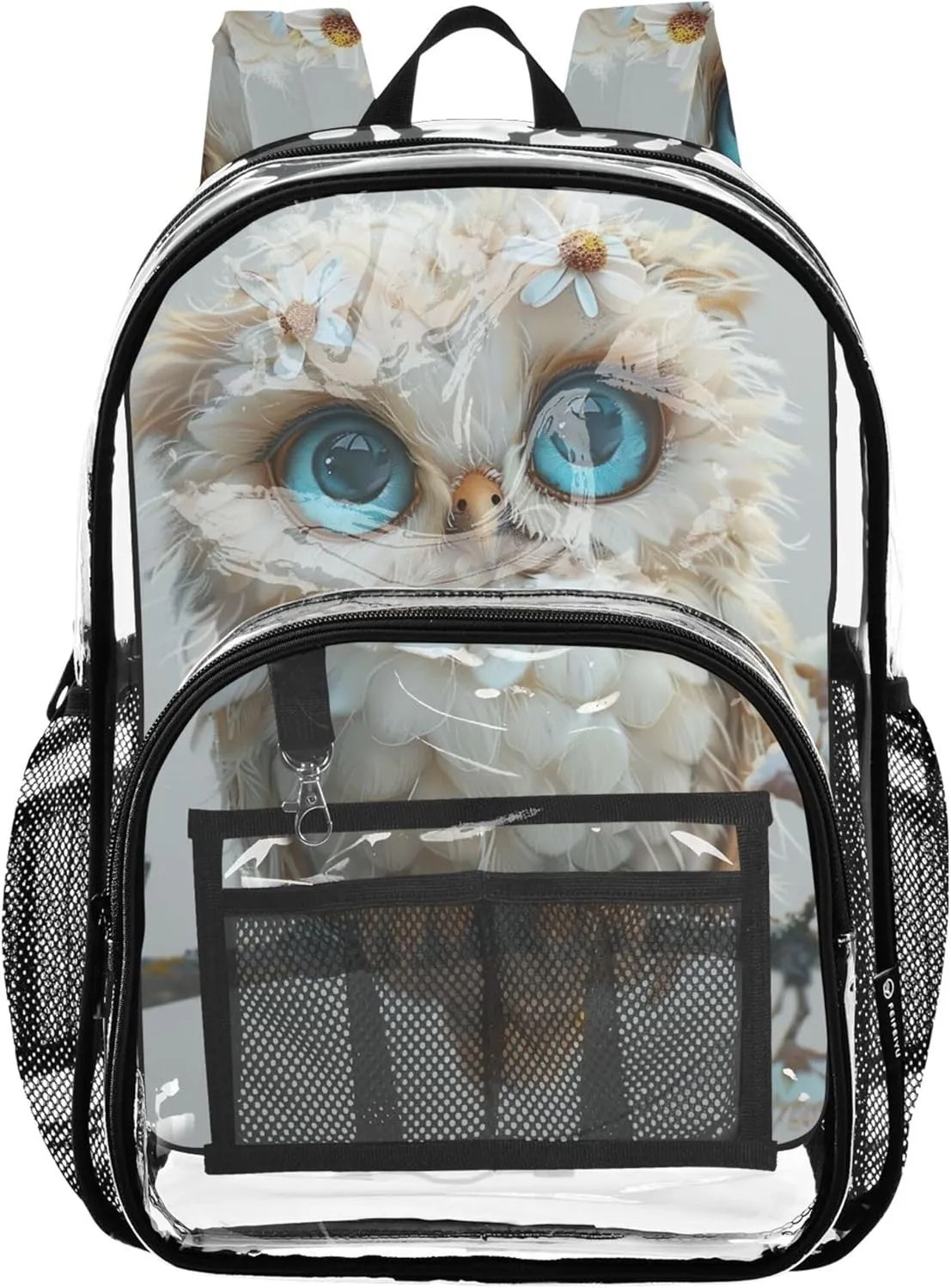 Travel Clear Backpack Floral Boys Backpacks for Girls Plastic School Clear Bookbag Cute Owl Floral Print