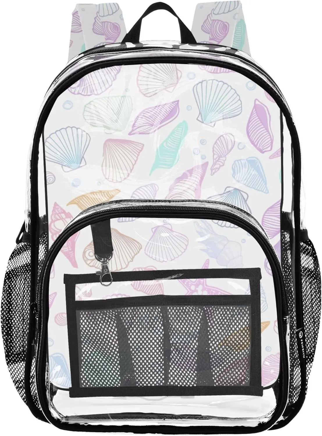 Travel Clear Backpack Floral Cute Beach Starfish Kids Backpack for Girls Plastic See through Bookbag