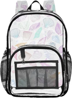 Travel Clear Backpack Floral Cute Beach Starfish Kids Backpack for Girls Plastic See through Bookbag