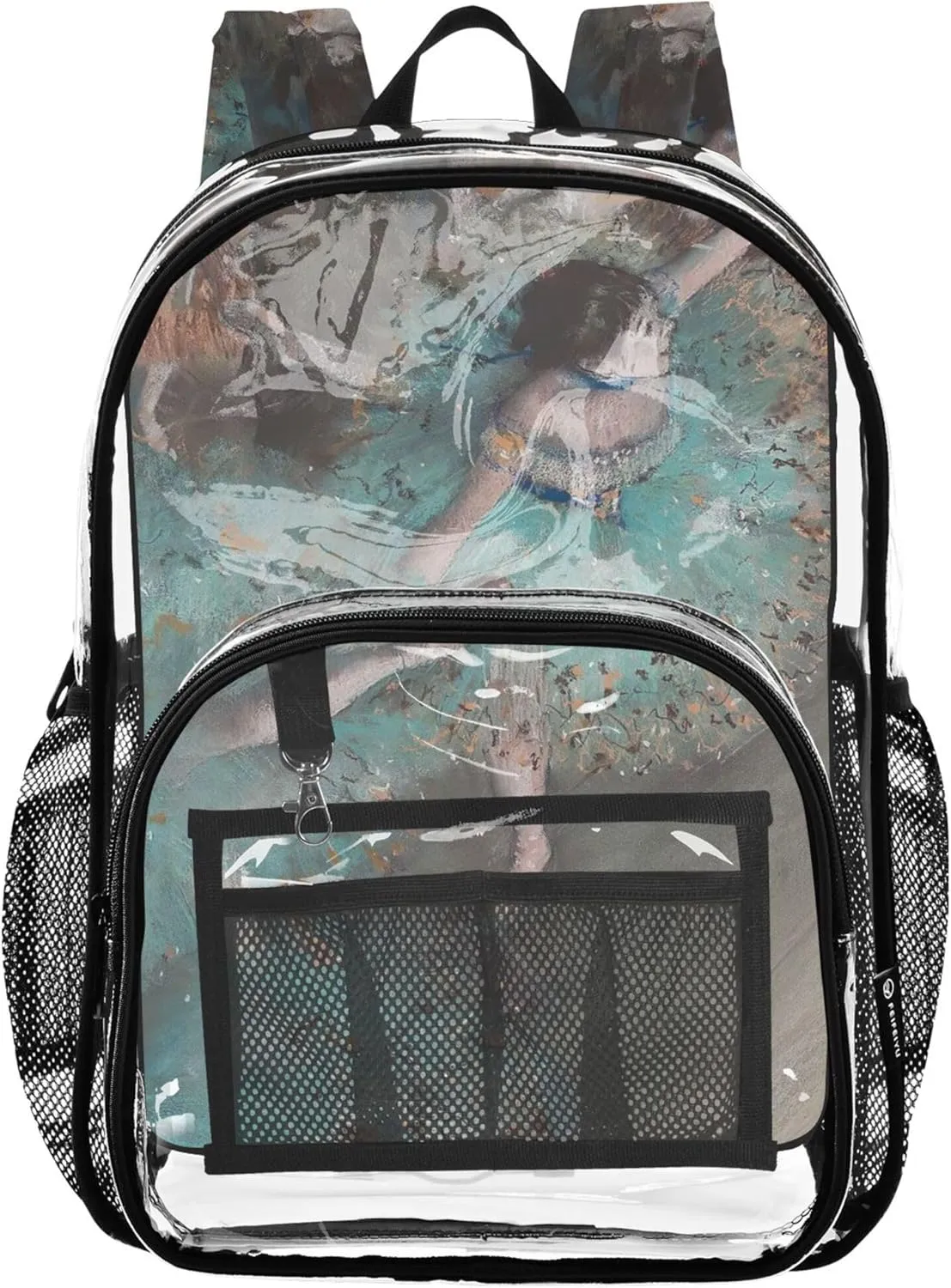 Travel Clear Bags for Women Girls Backpack Kids Boys Plastic See through Bookbag Edgar Degas Painting Ballet Dancers