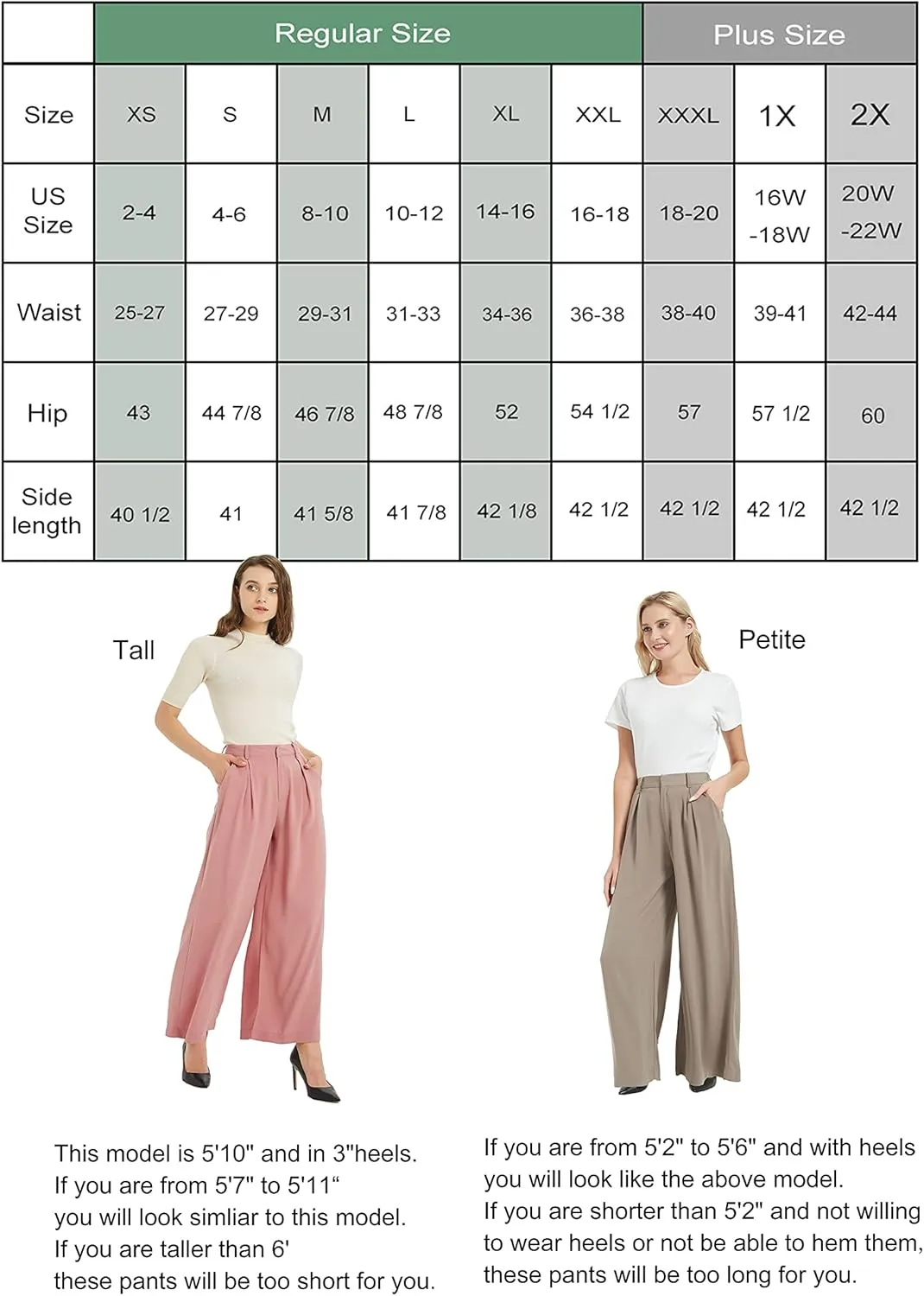 Tronjori Women High Waist Casual Wide Leg Long Palazzo Pants Trousers Regular Size