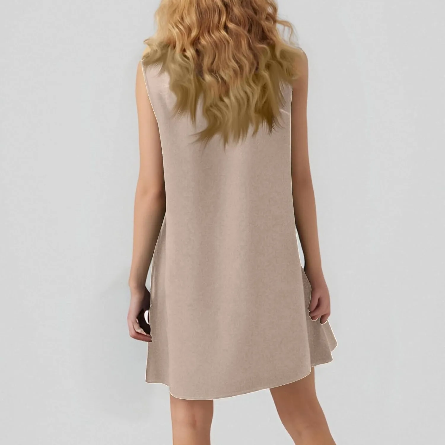 Tshirt Dress Women Summer Sleeveless Ruffle Hem Mini Dress Casual Crewneck T Shirt Dresses Cute Plain Sundresses 2025