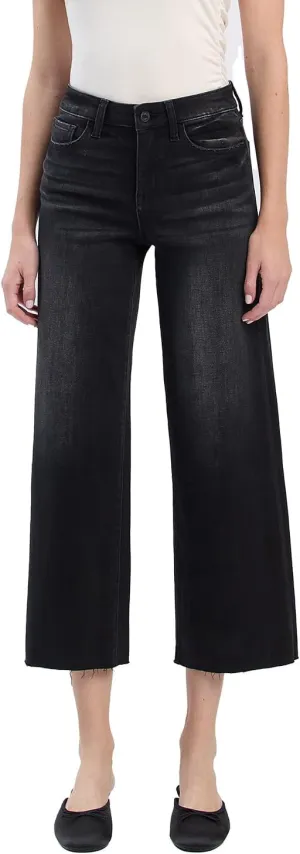 VERVET High Rise Crop Slim Wide Jeans V3634BK