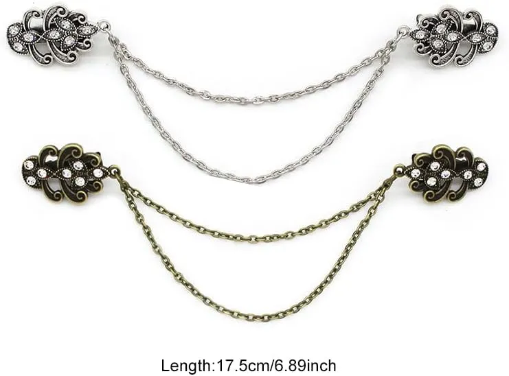 Vintage Leaf Brooch Flower Chain Cardigan Clip Lady Retro Tassel Buckles Cloak Shirt Dress Scarf Brooch Pin Jewelry