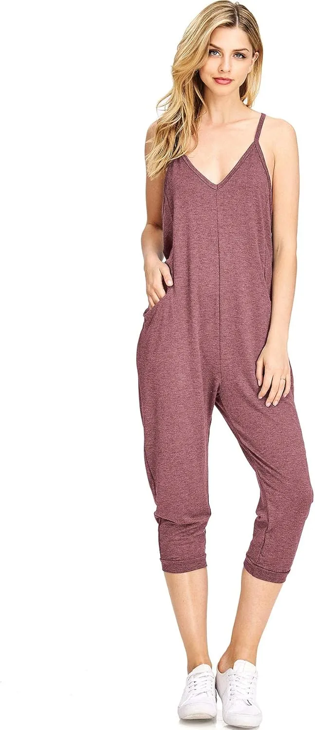 Wasabi & Mint Women's Terry Cloth Cropped Leg Jumpsuit