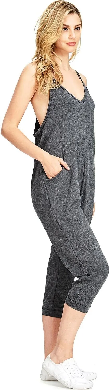 Wasabi & Mint Women's Terry Cloth Cropped Leg Jumpsuit