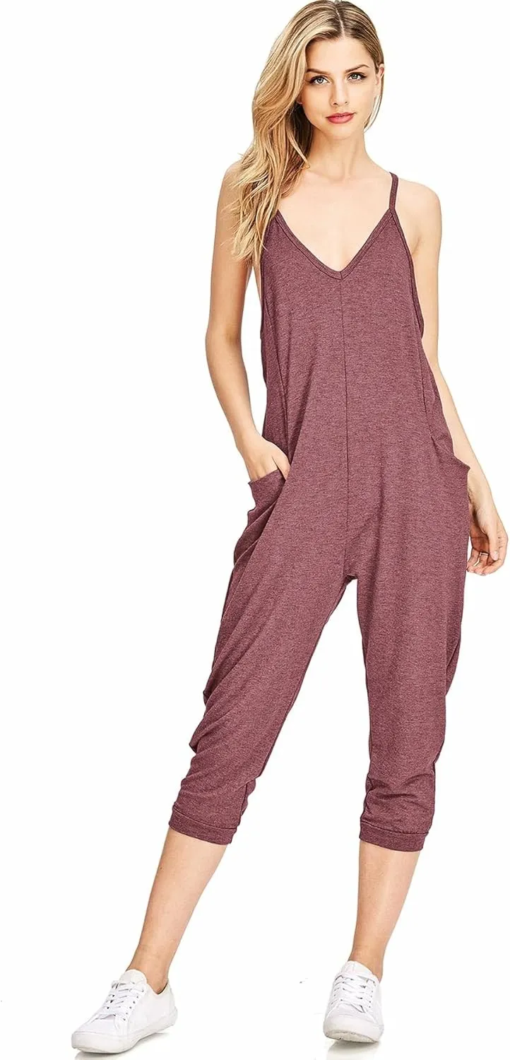 Wasabi & Mint Women's Terry Cloth Cropped Leg Jumpsuit