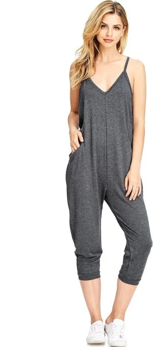 Wasabi & Mint Women's Terry Cloth Cropped Leg Jumpsuit