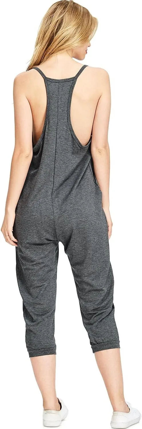Wasabi & Mint Women's Terry Cloth Cropped Leg Jumpsuit