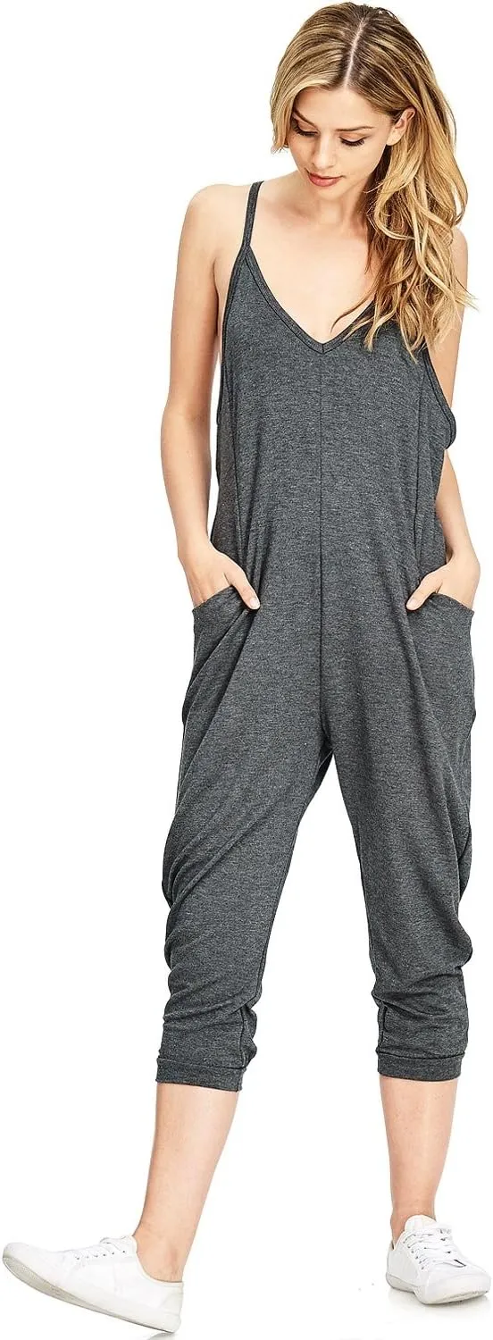 Wasabi & Mint Women's Terry Cloth Cropped Leg Jumpsuit