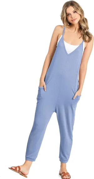 Wasabi & Mint Women's Terry Cloth Cropped Leg Jumpsuit