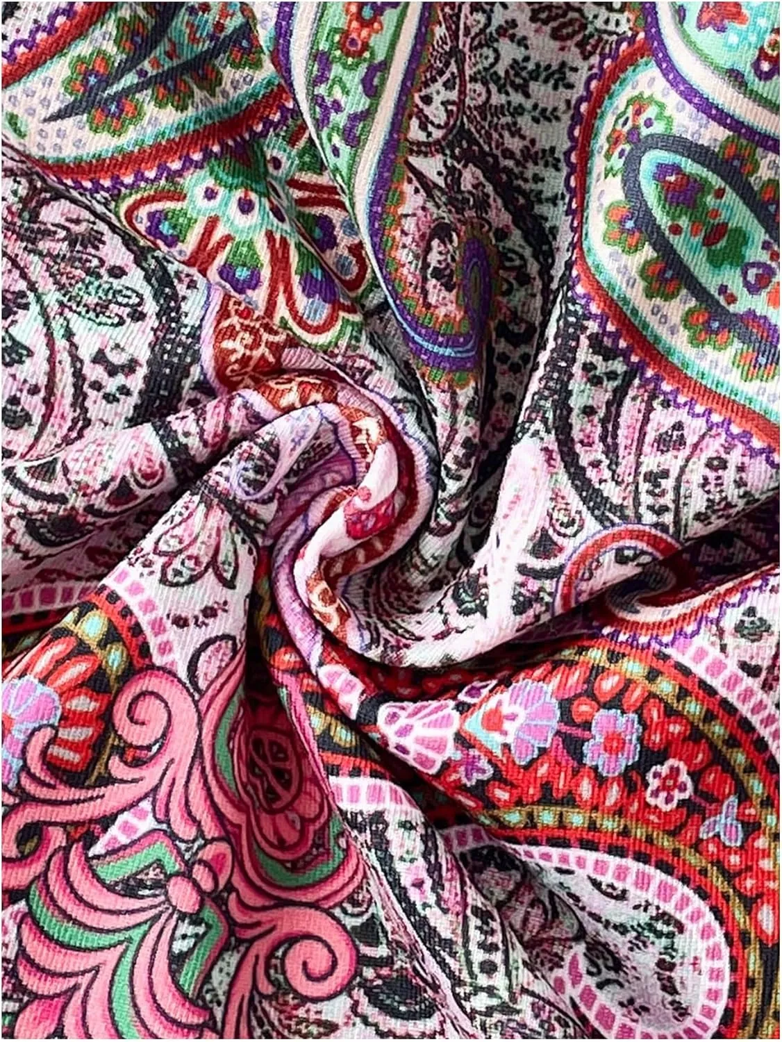 WDIRARA Women's Paisley Floral Boho Ruffle Layered Halter Dress Twist Front Tie Backless A Line Mini Dresses