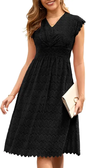 Wedtrend Women's Prom Dress 2025 Floral Summer Wedding Guest Dress Ruffle Sleeve Bridesmaid Formal Cocktail Dresses