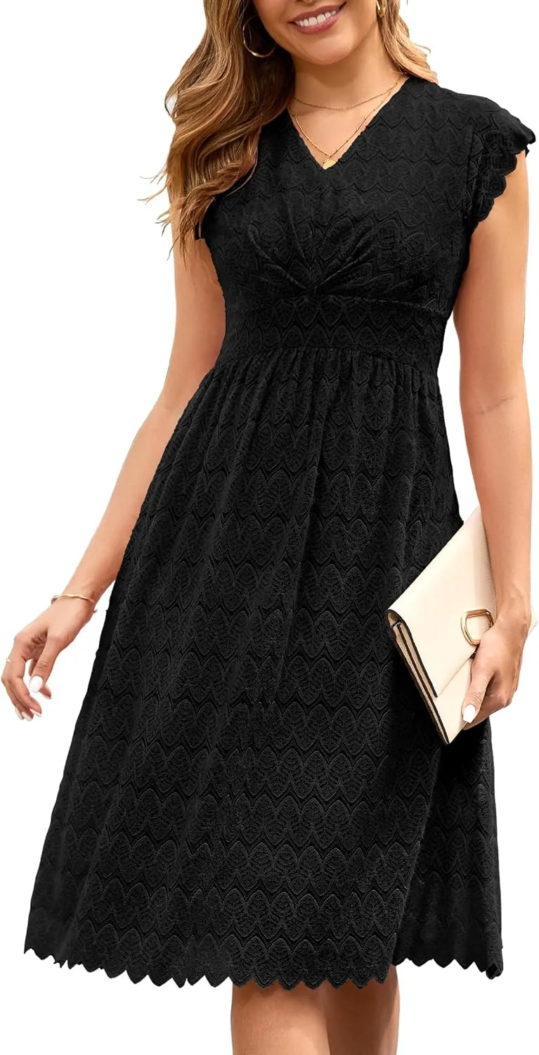 Wedtrend Women's Prom Dress 2025 Floral Summer Wedding Guest Dress Ruffle Sleeve Bridesmaid Formal Cocktail Dresses