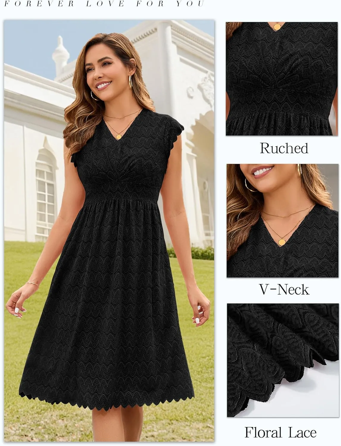 Wedtrend Women's Prom Dress 2025 Floral Summer Wedding Guest Dress Ruffle Sleeve Bridesmaid Formal Cocktail Dresses