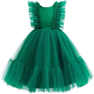 Weileenice Flower Girl Dress Ruffle Tulle Toddler Wedding Pageant Ceremony Birthday Party Evening Tutu Dresses