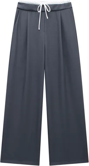 Wide Leg High Waisted Dress Pants Womens Elastic Waist Business Casual Trousers Work Pants with Pockets